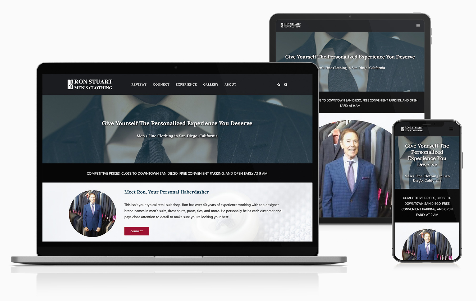 Ron Stuart Mens Clothing Web Design