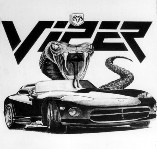 Dodge Viper Illustration - pen and ink