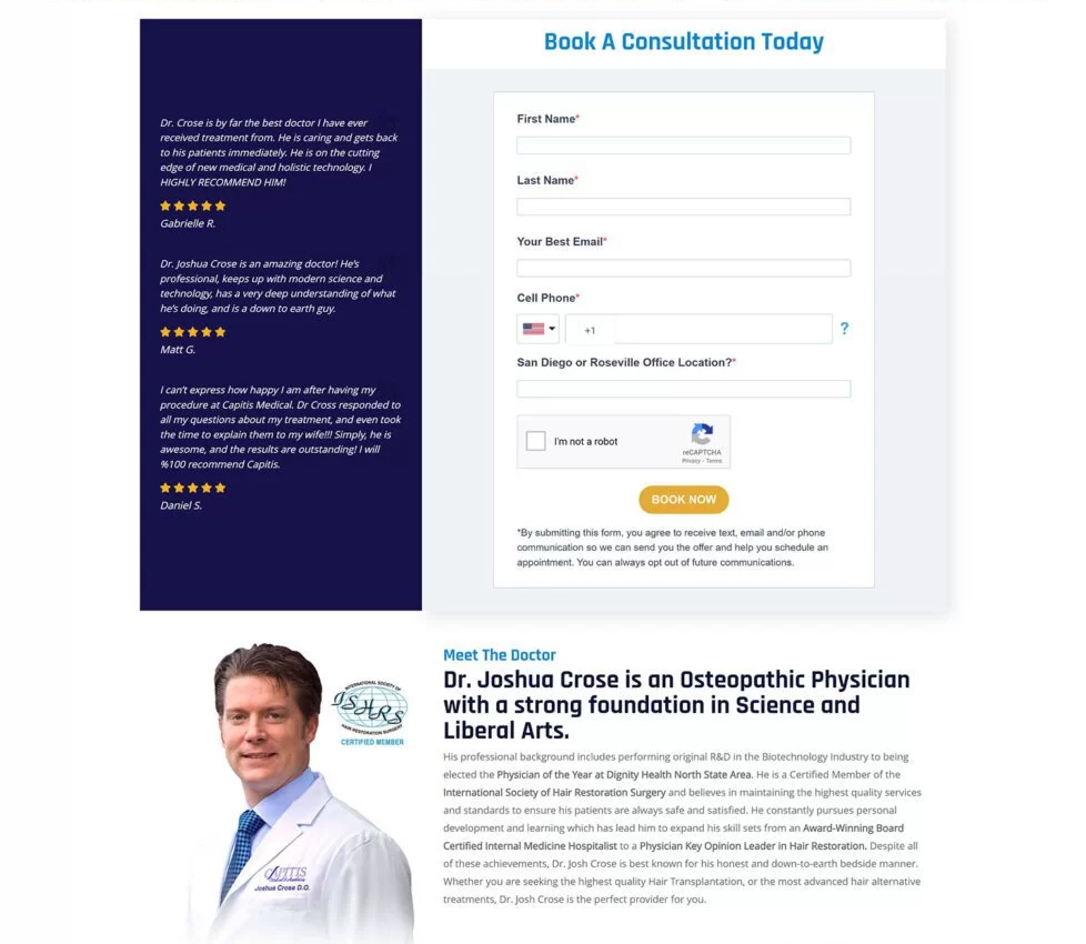 medical spa landing page example