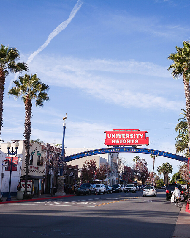 The University Heights sign in San Diego, California