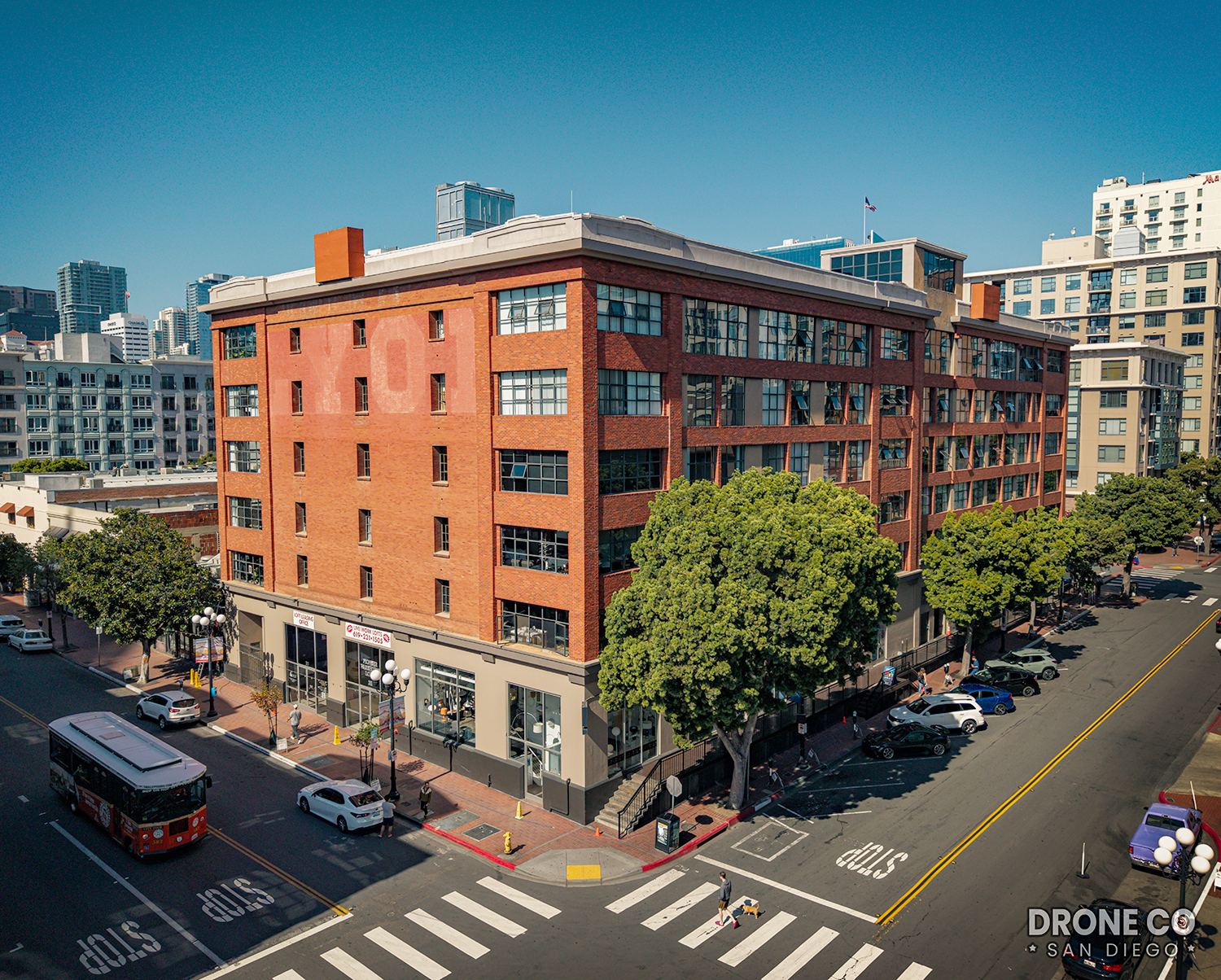 aerial photo pioneer warehouse lofts drone company san diego