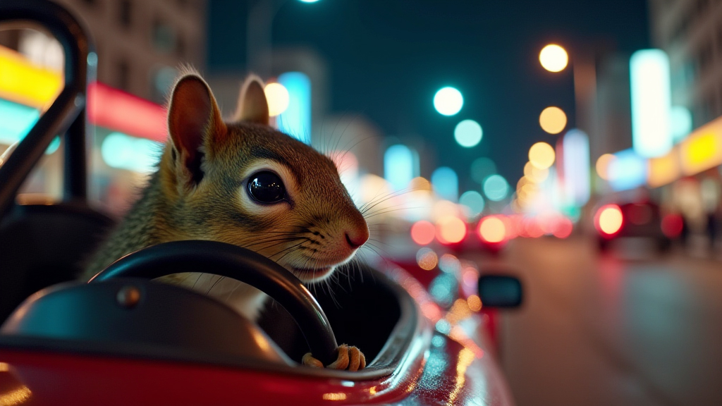 Squirrel Driving A Race Car Still Frame of AI Generated Video by Redideo Studio - Creative Agency San Diego