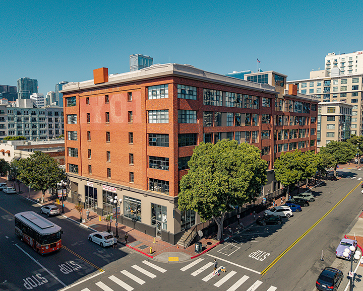 Pioneer Warehouse Lofts in San Diego’s Gaslamp Quarter, where Redideo Studio operates as a creative agency.