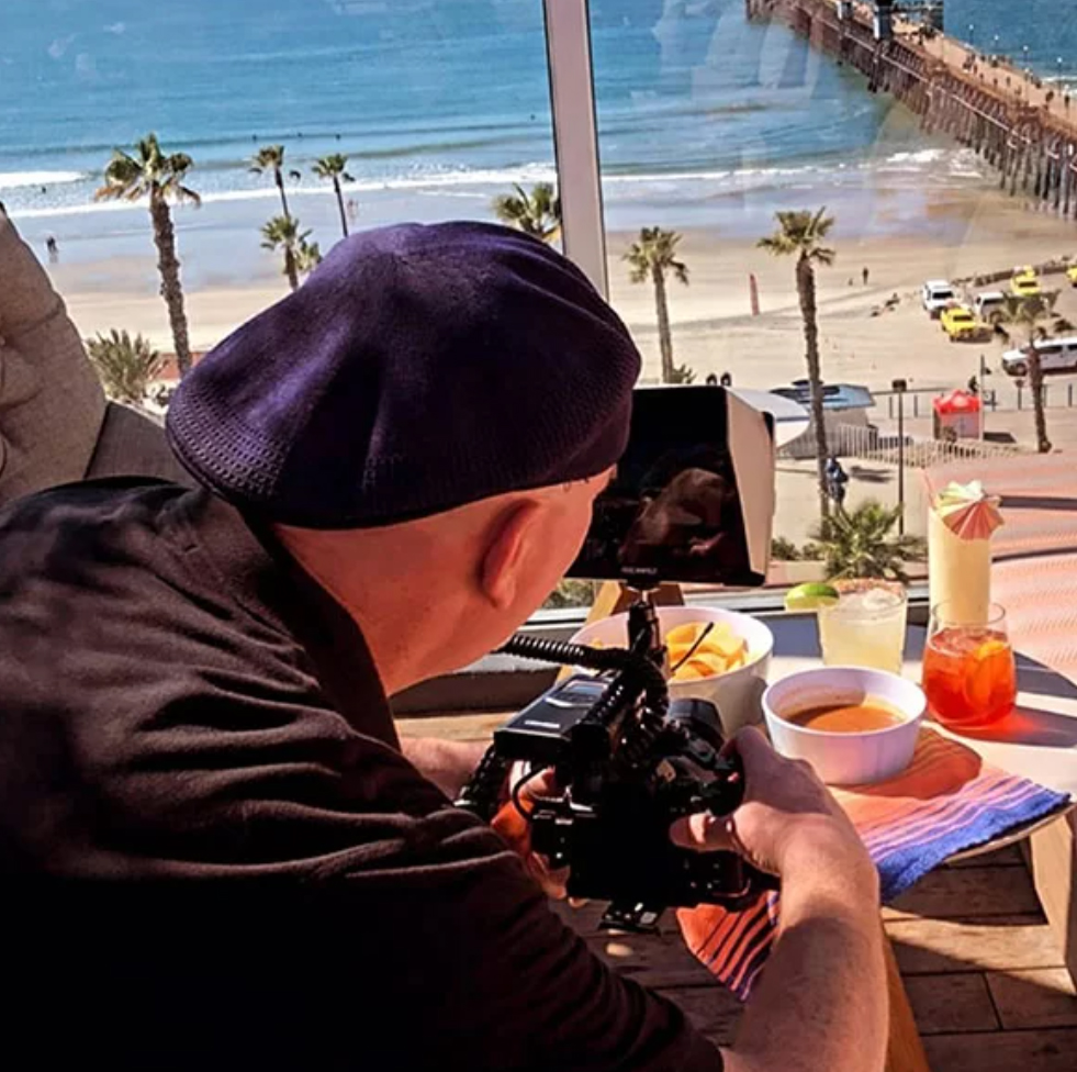 Behind the scenes of commercial video production at Mission Pacific Hotel in Oceanside, California.
