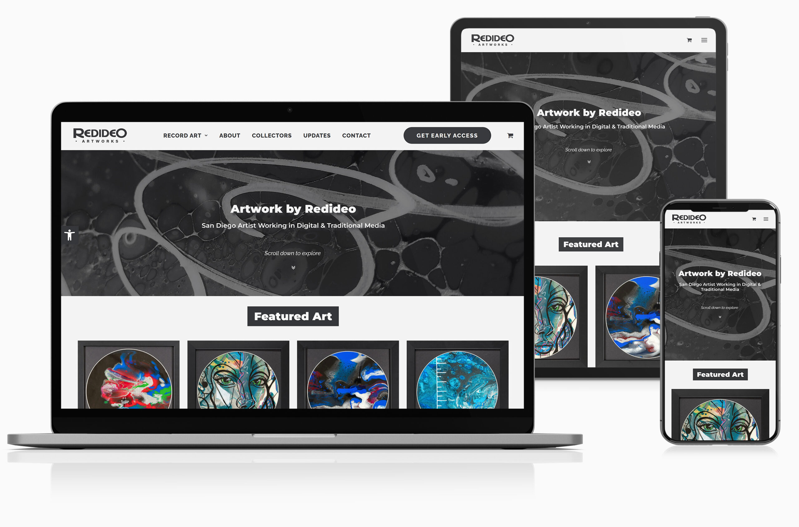 redideo artworks san diego artist multi device website design