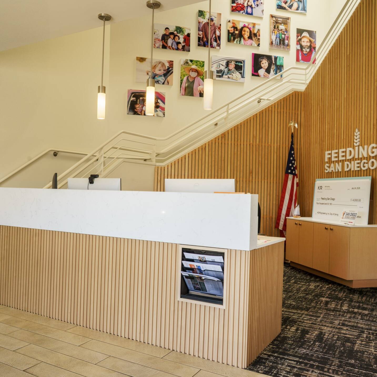Front desk at Feeding San Diego in Sorrento Valley.
