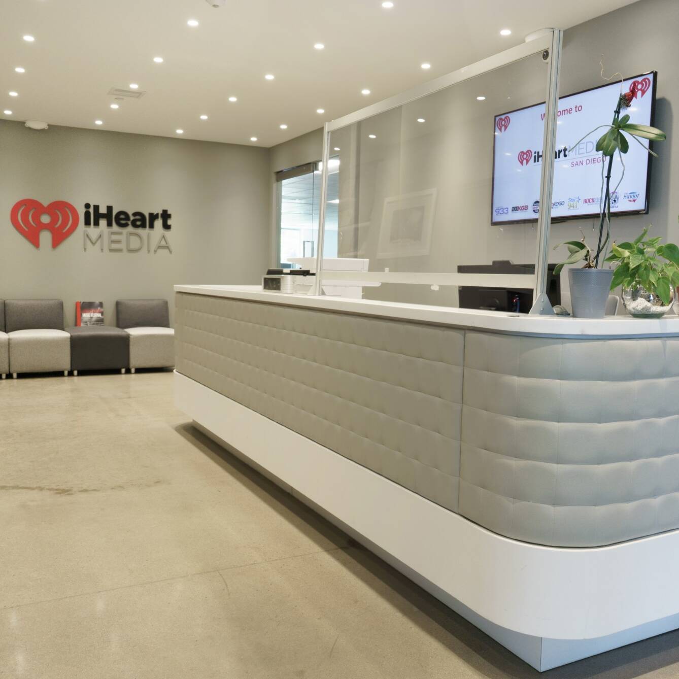 Front desk at iHeartMedia San Diego’s offices in Serra Mesa.
